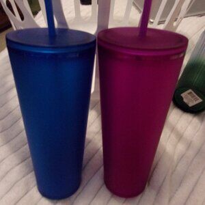 Starbucks Spring 2023 Blueberry Soft Touch & Purple Venti 24oz Cold Cup Tumbler